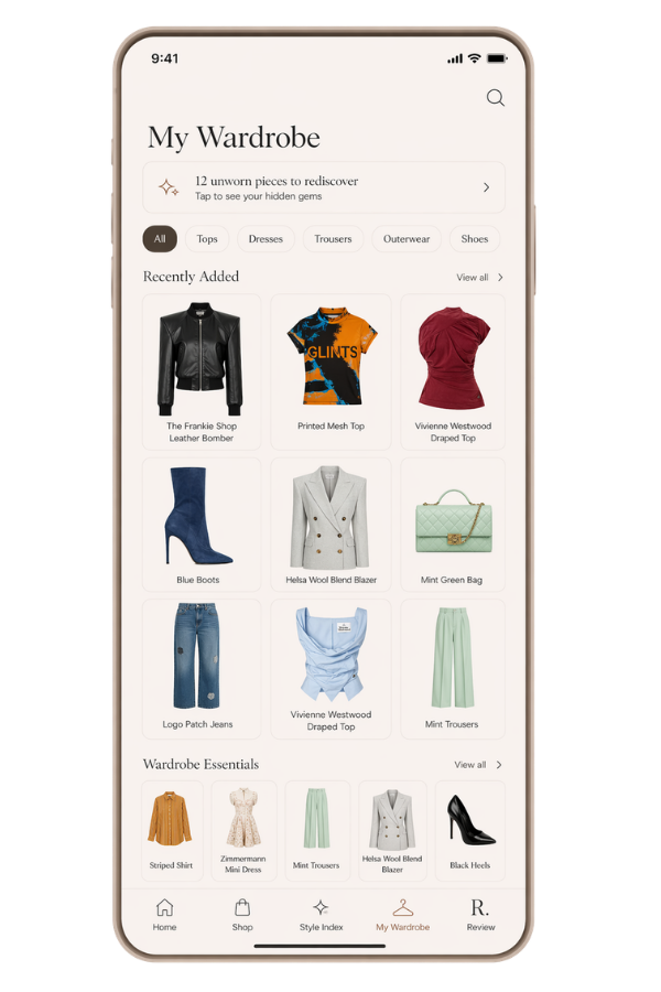 My Wardrobe feature — AI-powered wardrobe organiser that catalogues your clothing and builds intelligent outfit recommendations in the With Jacq personal styling app