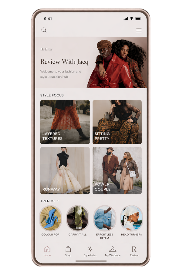Review with Jacq — personalised style education feature teaching women what works for their body shape, colouring and lifestyle in the With Jacq AI styling app