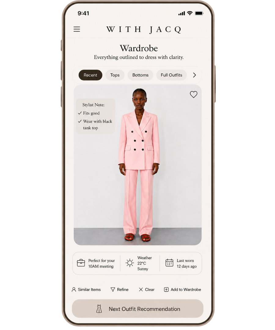 With Jacq AI personal styling app on iPhone